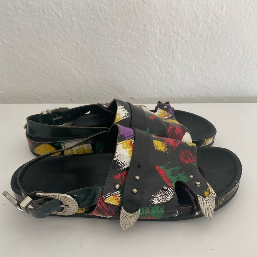TOGA Pulla Multicolor Painted Leather Slide Sandals - Picture 5 of 6